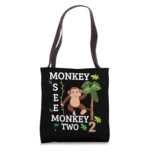 Birthday Party Kids Monkey 2 Year Old Monkey Gift Tote Bag miniatura 1