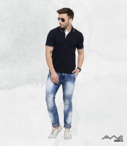 Image of AWG ALL WEATHER GEAR Men's Regular Fit Half Sleeve Cotton Polo T-Shirt (GPAWG-NB-3-XXXXL, Navy Blue, XXXX-Large)
