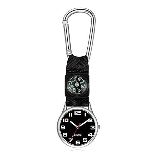 DHDHWL mosquetón Reloj Reloj de Clips, cinturón de Hebilla de Mochila Unisex, Reloj, Clip en Mosquetón Mini Reloj Deportivo con brújula for Hombres Mujeres Rock Escalada Montañismo Cover