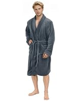 NY Threads Luxury Men Dressing Gown Super Soft Fleece Bath Robe Cozy Shawl Collar Loungewear and Nightwear, X-Large, Grey