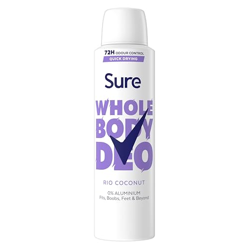 Sure Rio Coconut Whole Body Deodorant womens deodorant spray with a fresh & tropical fragrance for 72-hour odour control 150 ml