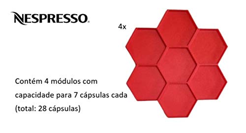Kit com 4 un Porta Cápsulas de Café Modelo Parede Colmeia Nespresso (Vermelho)
