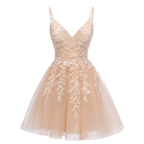 Appliques Tulle Homecoming Dresses for Teens Spaghetti Straps A-line Mini Cockatil Party Dress AD1362