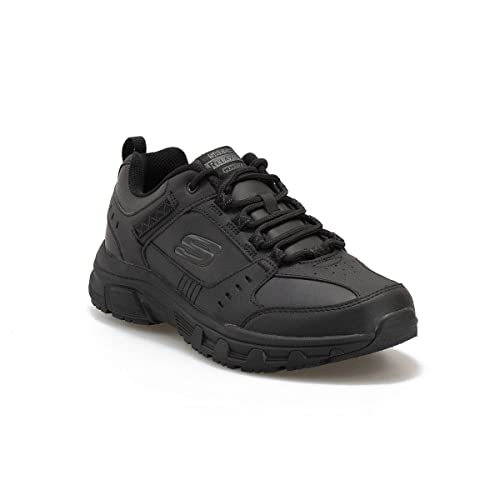 Skechers Oak Canyon Redwick Hommes Formateurs, Black Leather Synthetic Textile Black Trim, 42 EU