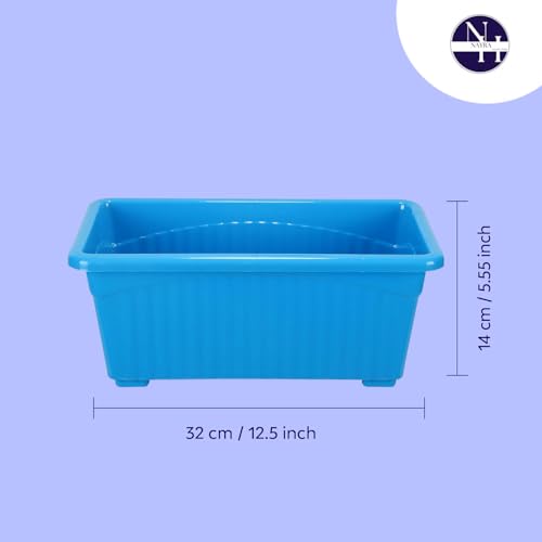 Image of NAYRA Plastic Window Planter - 14 Inch, Blue | Rectangular Planter for Home & Balcony Garden | Flower Pot for Home Plants and Gardens | Suitable for Home Gardening (Set of 2)