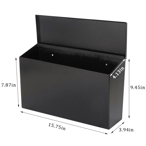 Image of Wall-Mount Mailbox for Outside,Large Capacity Mail Box Waterproof and Rust-Resistant, Galvanized Steel Metal Post Box, Mailboxes for House, 15.7 inchx9.9 inchx4.9 inch Black