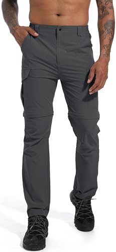 Gartenboker Men'S Convertible Hiking Pants Zip Off Lightweight Quick Dry Fishing Camping Travel Safari Outdoor Cargo Pants Dark Grey 34 thumb #1