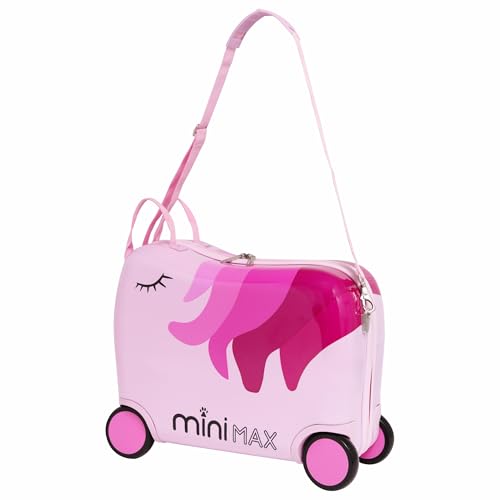 MiniMax 45x36x20cm 29L Kids Ride-On Suitcase - Easyjet Max Size Childrens Rolling Carry On Hand Cabin Luggage Suitcase 45x36x20 4 Wheels - Unicorn - Image 4