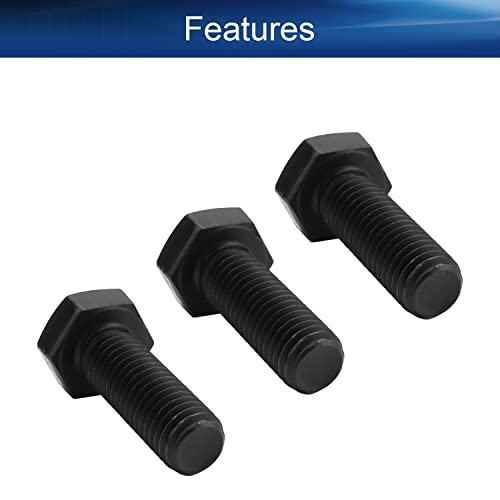 Image of M10 x 30mm Carbon Steel Grade 8.8 External Hex Head Screw Bolts Metric Thread Hexagon Bolts Fastener, 36.7 x 16 x 16mm (Lx W x H) Bolts for Machinery Industry Furniture Black 5pcs