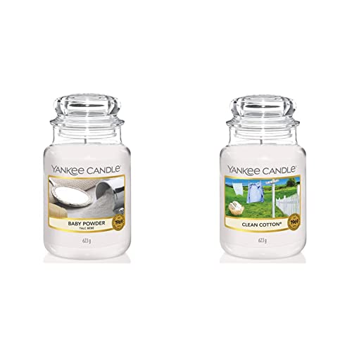 Yankee Candle Scented Candle | Clean Cotton Large Jar Candle | Long Burning Candles: up to 150 Hours & Scented Candle | Baby Powder Large Jar Candle | Long Burning Candles: up to 150 Hours