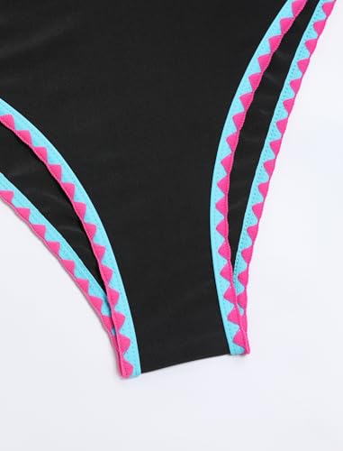 Image of ZAFUL Women's Tie Back Padded High Cut Bralette Bikini Set Two Piece Swimsuit