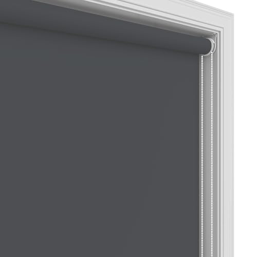 Image of 100% Blackout Roller Blinds for Windows 35 Inch W X 36 Inch L Roll-Up Shades Sun UV Protection for Home & Office, Gray| Customised Size | Heavy Duty in 38 MM Pole