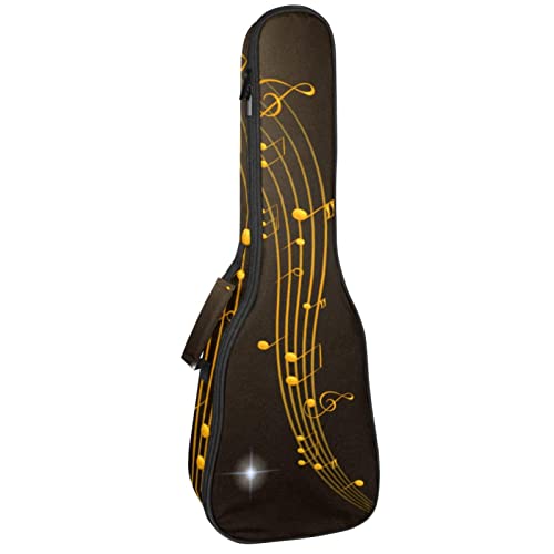 Sac à dos ukulélé étanche noir et or motif saxophone pour modèles ténor et soprano