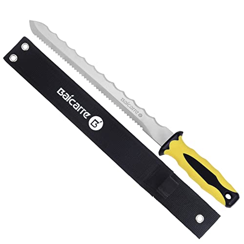 Baicarre B 11inch Gartenmesser mit neuem Griff, gezackter doppelter Klinge Edelstahl, als Grabmesser, Erntemesser, mit Kunststoffgriff, Gesamtlänge:16.5icnh (gelb1) Cover