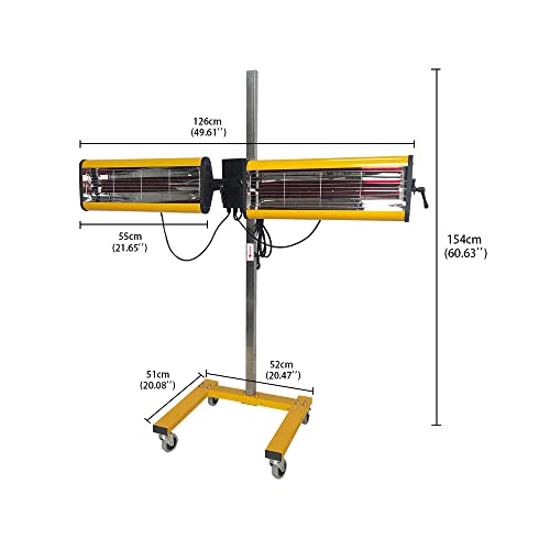 Solary 2100W 110V Shortwave Infrared Paint Curing Lamp, Paint Baking Lamp With Timer For Automotive Spray Booth, Temperature & Height Adjustable #TOP2