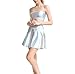 Women's Metallic Shiny Off Shoulder Crop Top + Mini Dress 2 Piece Outfit Set