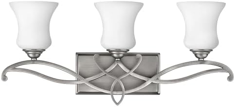 Hinkley Brooke Transitional Three Light Bathroom Vanity Fixture, Antique Nickel