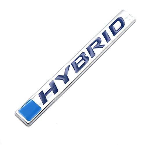 Image of 2Pc Hybrid Emblem 3D Metal Badge Door Rear Tailgate Decal Sticker Nameplate Logo Fits Universal car Truck (Chrome Blue)