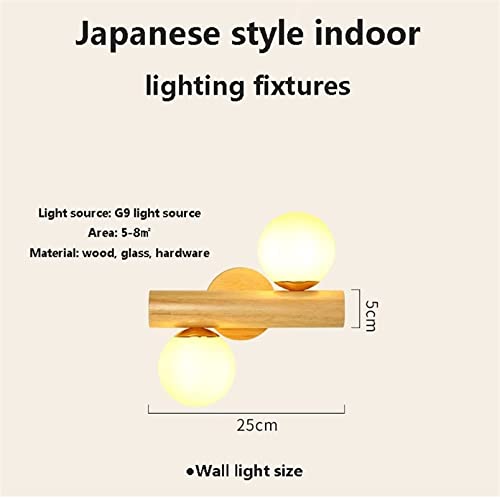 Aplique de pared madera LED giratorio con doble cabezal de lectura estilo japonés 7