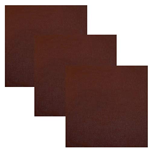 3 PK Cowboy Bandanas 100% Cotton 22 x 22 inch - Plain Brown
