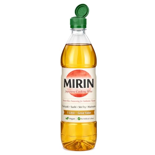 Japanese Mirin Cooking Wine 1 Litre Sweet Rice Seasoning for Teriyaki Sushi Rice Marinades Stir Fry & Noodles Large Value Bottle Vegan No Artificial Colours