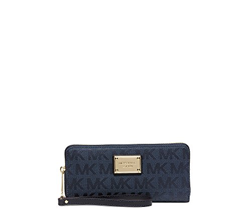 MICHAEL Michael Kors Womens Jet Set Monogram Organizer Wristlet Wallet Navy O/S
