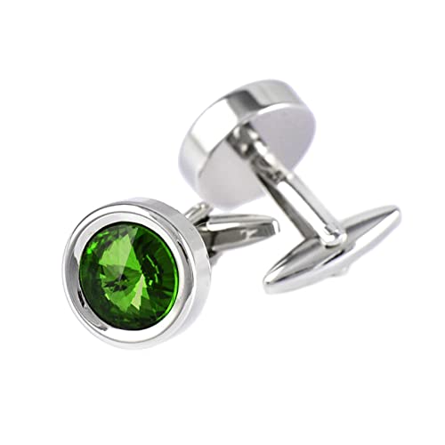 Dsnyu Gemelos de cobre para hombre, diseño de gemelos de circonio cúbico, color plateado, redondo, color verde Cover