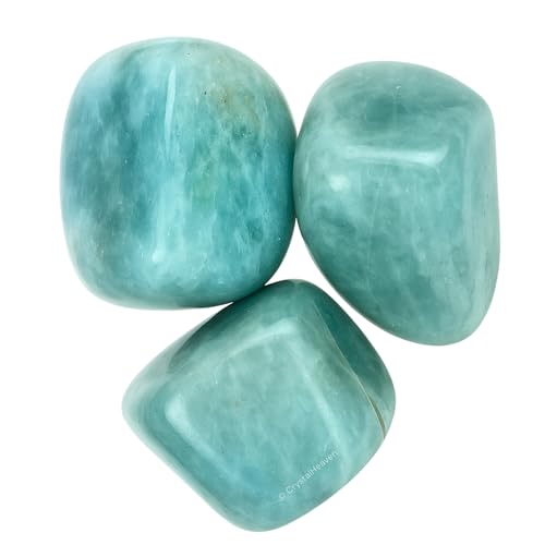 Image of Certified Aquamarine Crystal Healing Tumbled Stone, Natural Polished Crystals for DIY Crafts, Manifestation, Meditation, Pooja Feng Shui and Reiki Healing (30 Grams)