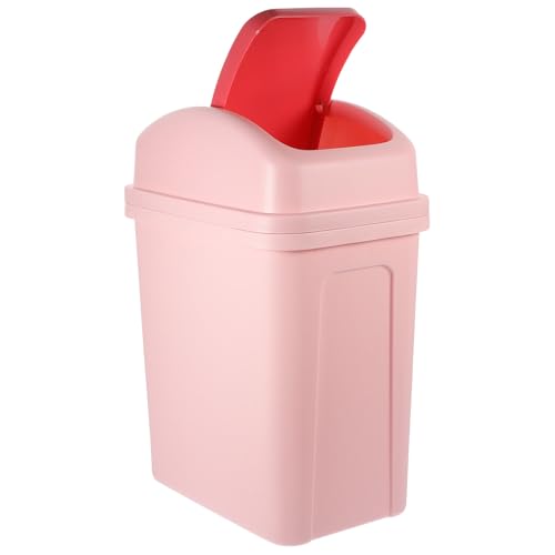 Caneca de basura de cocina grande con tapa abatible rosa