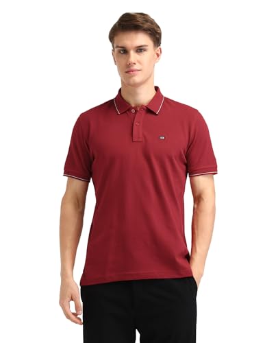 Arrow Sport Men Slim fit Cotton Solid Short Sleeves Polo Shirt(ASAEOTS5327_Red_S)