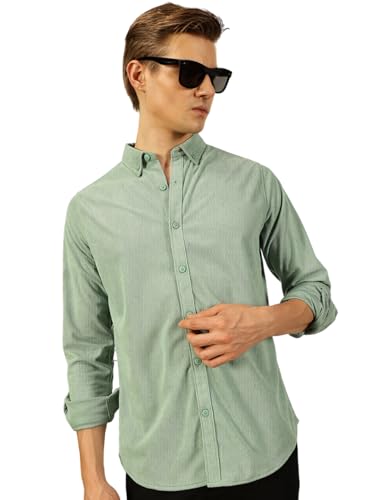 Image of Thomas Scott Men's | Solid | Full Sleeve | Slim Fit | Polyester-Blend | Button Down | Casual Shirt
