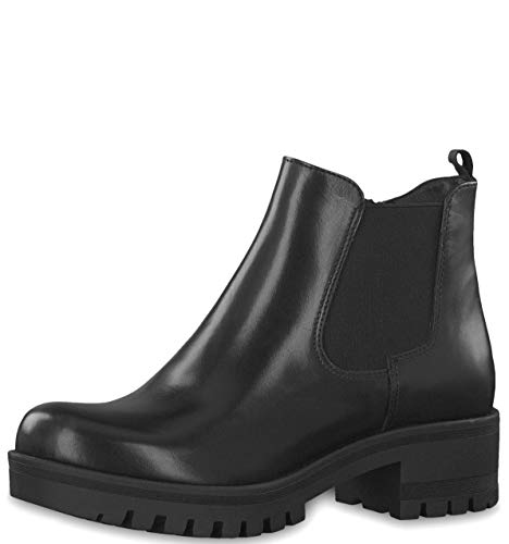 Tamaris Damen Plateau-Chelsea Boots Schwarz, Schuhgröße:EUR 38