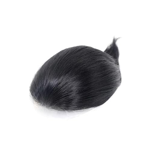 Cabello masculino Tupé de cabello humano for hombres, piel sintética, negro natural, sistema capilar for, 6 pulgadas Pelucas de uso diario