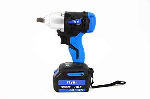 Llave de impacto con batería, 420 Nm, destornillador giratorio de 1/2 pulgadas (batería de 18 V, 6,0 Ah, hacia atrás y hacia adelante, 4 llaves y maletín de transporte) Cover