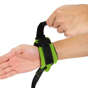 Image of Gooby Neoprene Wristband Sport Leash, Lime, 6 FT | Hands-free wristband; Neoprene padded cushion; 6 ft; Adjustable hook-and-loop fastener; All-weather