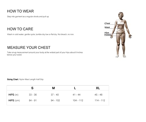 Underworks Nylon Maxi Length Half Slips With Snip A Length Black Medium #TOP2