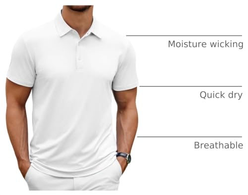 Image of COOFANDY Men's Polo Shirt Golf Quick Dry Performance Short Sleeve Moisture Wicking Athletic Polo Collared Tennis T-Shirt