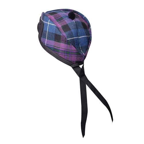 Image of Glengarry Cap-Traditional Scottish Hat, Acrylic Wool Tartan Glengarry hat, Kilts /Bagpipes Accessories