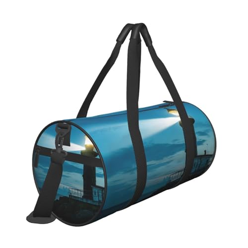Lighthouse Print Round Large Capacity Travel Luggage Bags,Men's and Women's Hand-Held Travel Clothing Bags3