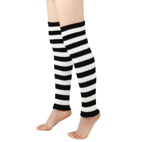 Generisch Calcetines de invierno para hombre y mujer, diseño a rayas, con hilo de punto, almohadillas térmicas para botas, Negro , Talla única