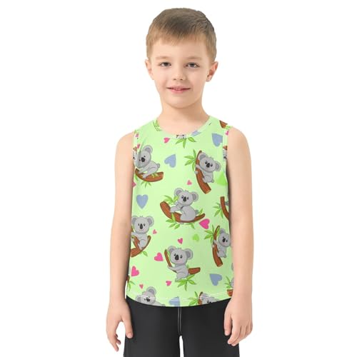 J JOYSAY Branch Hearts Koala Green Boys Tank Top Sleeveless Muscle Shirts Quick Dry Kids T-Shirts 3-15T2
