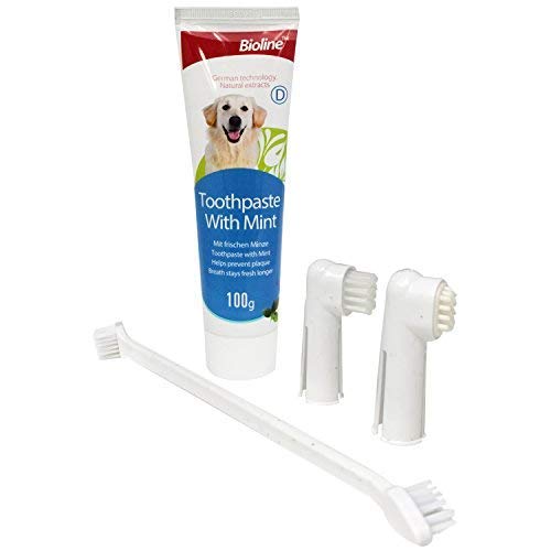 ANEMEL INDIA Bioline Dental Care Kit Set for Dogs & Puppies - One Long Toothbrush, Two Finger Toothbrushes & Toothpaste Mint Flavour 100g (B08T23K98R) Amazon Price History, Amazon Price Tracker