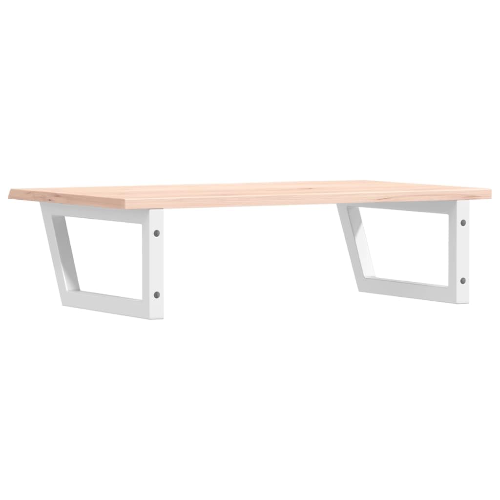80 x 50 x 2 cm Vanity Countertop, Solid Oak Wood Bathroom Bathroom Sink Shelf with White Steel Trapezoid Brackets, Space Saving Wall-Mounted Design, 100kg Load Capacity for Small Bathrooms