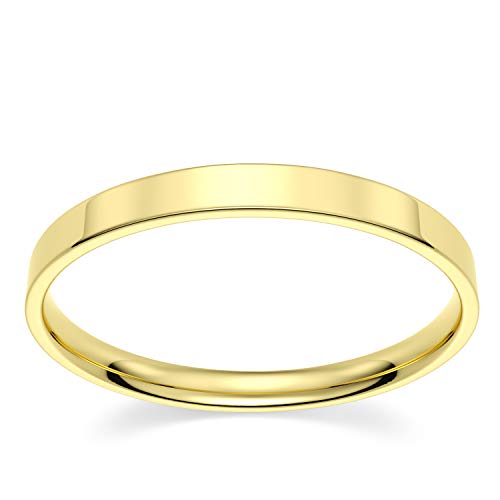 10k Yellow Gold 2mm Light Comfort Fit Flat Wedding Band - Size 6