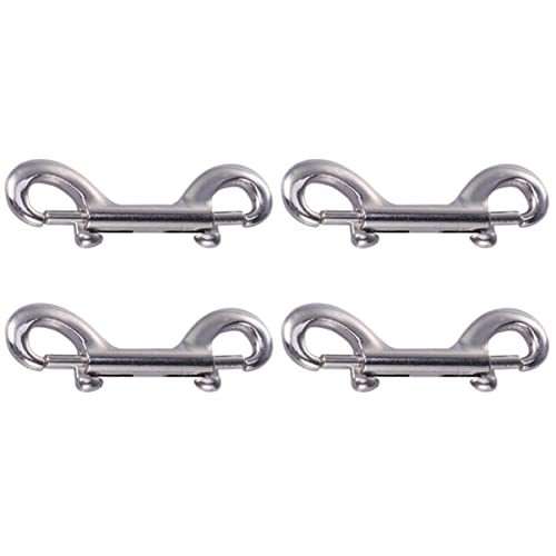 VILLCASE 4 pcs Double Hook Key Chain Heavy Duty Double Ended snap Hook Double Ended Trigger Hook Heavy Duty Hook Double Ended Hook Snap Heavy Duty Clamp Fastener Buckle Stainless Steel