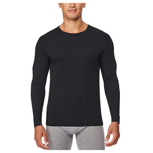 Camiseta masculina de manga comprida e gola redonda 32 Degrees Heat, Black/Black, Medium