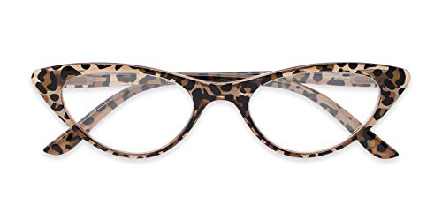 Readers.com Reading Glasses: The Brit Reader, Plastic Cat Eye Style for Women - Brown Leopard, 1.00