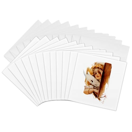 Cartes de vœux Harrison Fisher 3dRose Lot de 12 illustration vintage Femme dans le train gc_303186_2