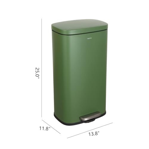Image of happimess Curtis 8 Gal Step Trash Can Soft Close 25 inch, Pine Green