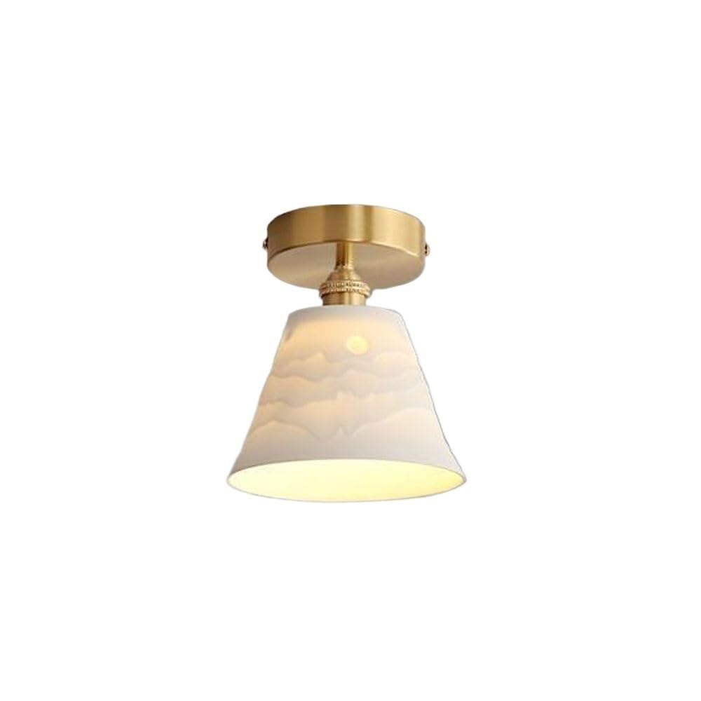 LYMSXAZOU Japanese Style Chandelier Milky White Ceramic Ceiling Lamp - Indoor Light Fixture for Hallway Balcony Entryway Flush Mount Perfect Foyer Stairwell Aisle Loft Restaurant